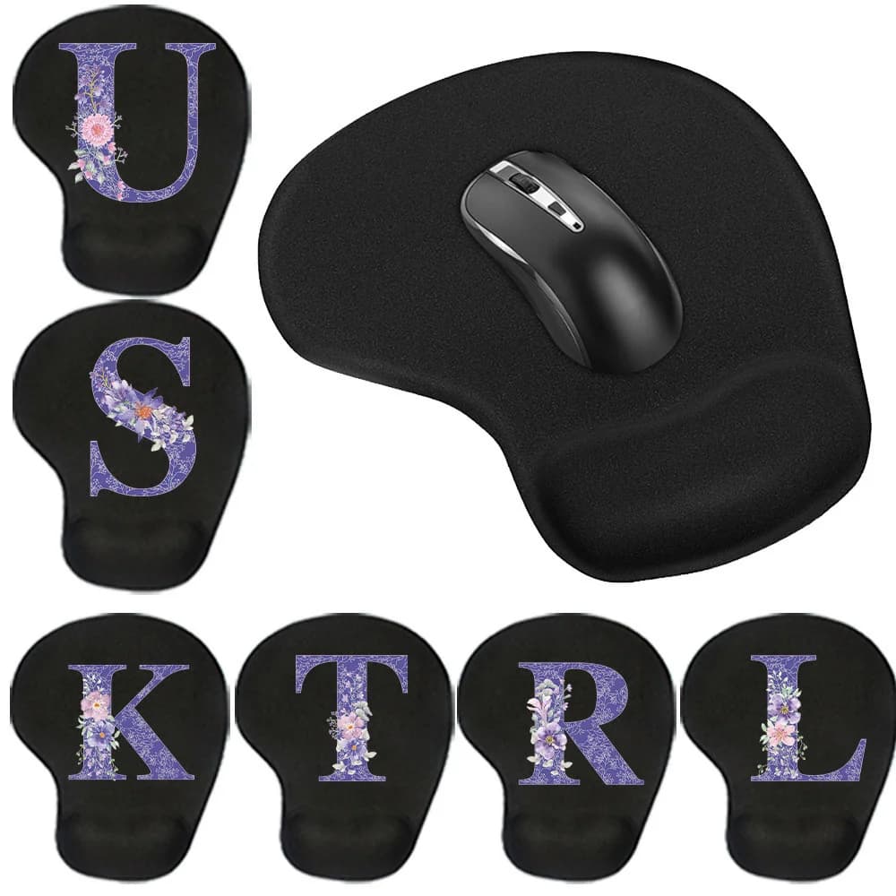 Tappetino per mouse Tappetino da scrivania per PC Laptop Tappetini per mouse ergonomici antiscivolo Tappetino per polso Stampa Tappetini per mouse con fiori viola per accessori da ufficio