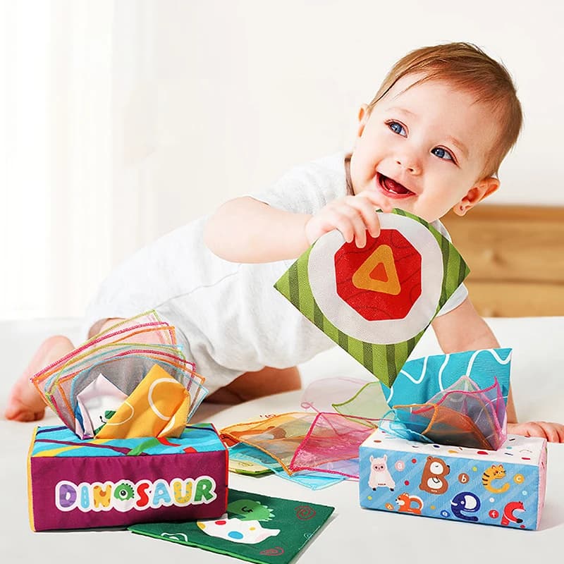 Divertente Libro di Carta Infrangibile a Forma di Cartone Animato con Anello - Giocattolo Montessori per Bambini da 6-12 Mesi e 1 Anno