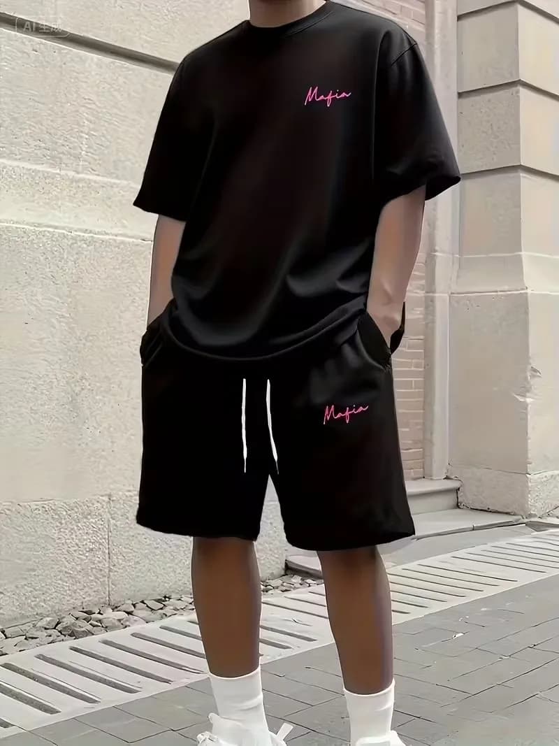 2026 3D Simple Casual Men's T-shirt Shorts 2-piece Set Large Size Loose Sports Short Sleeve And Shorts Holiday Men's Clothing