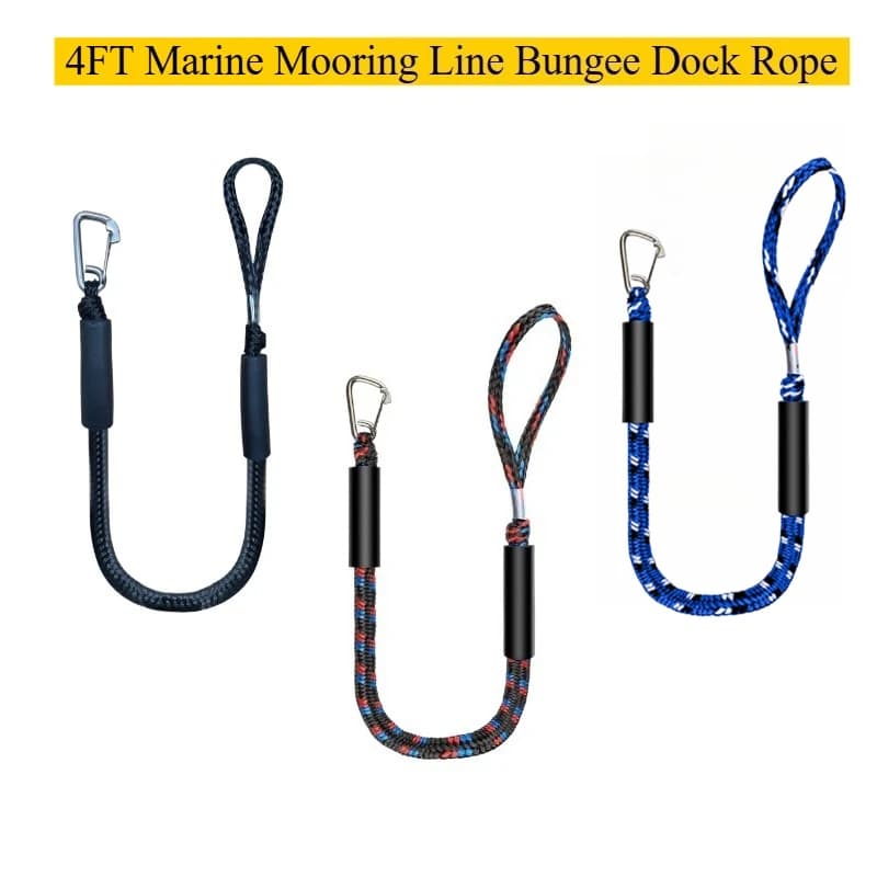 4FT Boat Bungee Dock Lines Cords Docking Rope Adjustable Elastic Lashing Rope Boat Accessories for Kayak Jet Ski Boat
