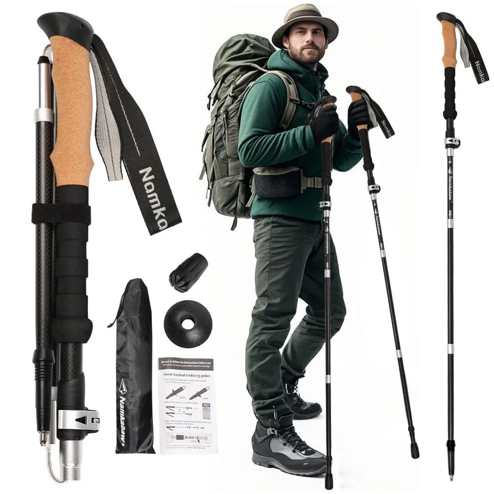 Carbon Fiber Trekking Stick 3k Ultralight Retractable Trek Sticks with Non-slip and Lightweight Outdoor Block for Hiking Climbing