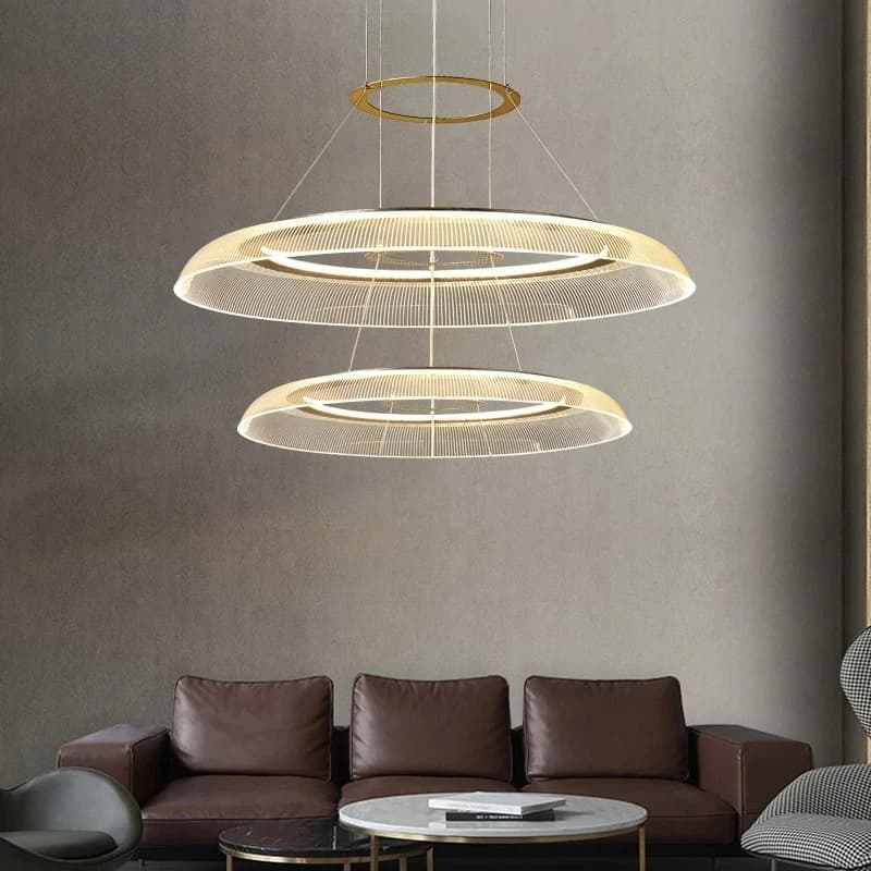 Lampadario Moderno Semplice di Alta Gamma con Anello LED Circolare in Acrilico, per Ristorante, Soggiorno, Camera da Letto, Villa, Arredamento Casa, Sala da Pranzo