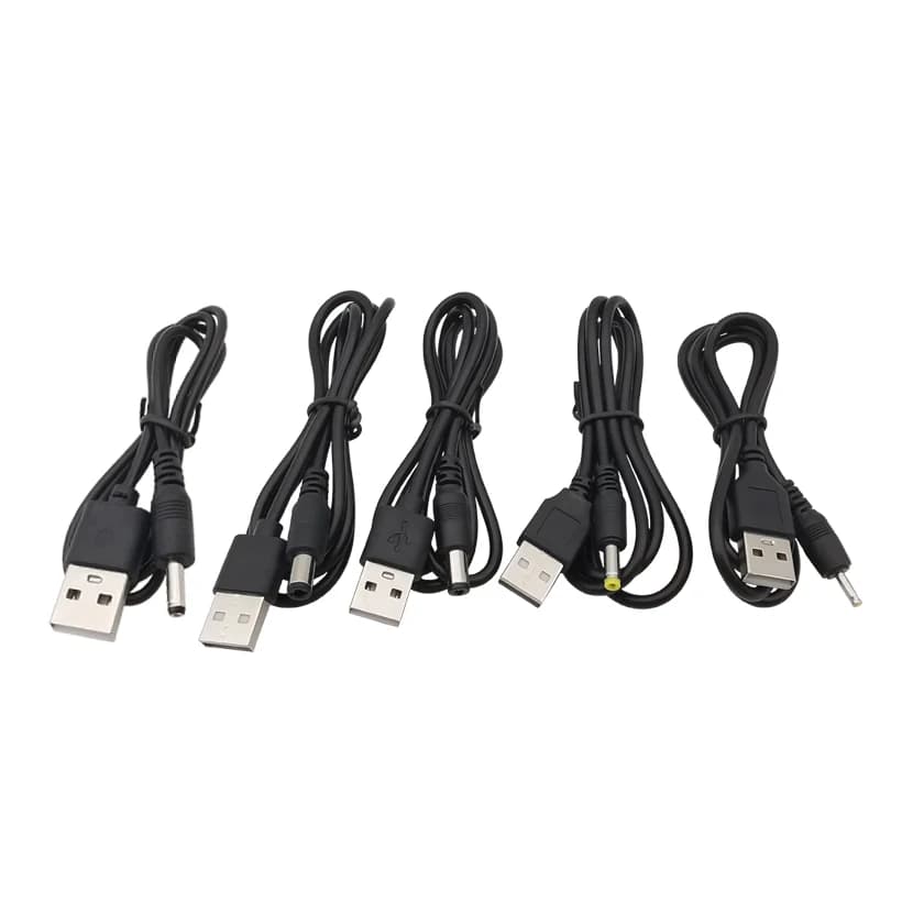 1 Pz USB 2.0 Tipo-A a 5.5x2.5mm 5.5x2.1mm 4.0x1.7mm 3.5x1.35mm 2.5x0.7mm DC 5 V Spina Maschio di Alimentazione Cavo connettore Cavi