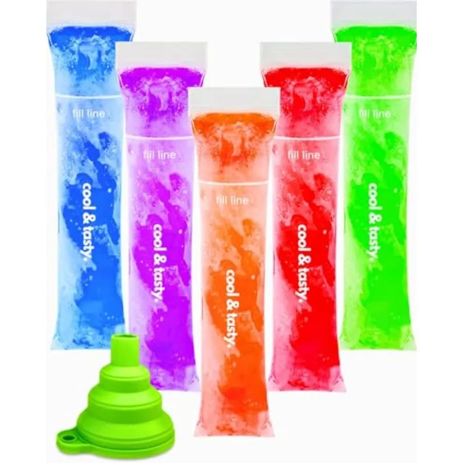 150 Sacchetti Monouso per Ghiaccioli con Chiusura a Zip, Tubi da Congelatore 8x2" per Ghiaccioli Fai-da-Te, Yogurt, Succhi e Frullati di Frutta - Inclusi