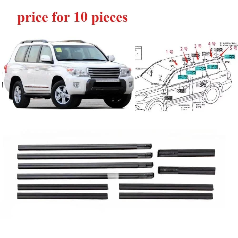 10 pezzi in gomma per lavandino del tetto superiore per Lexus LX570 75554-60040 Guarnizione antipioggia impermeabile per Land Cruiser LC200 Guarnizione per stratificazione del tetto