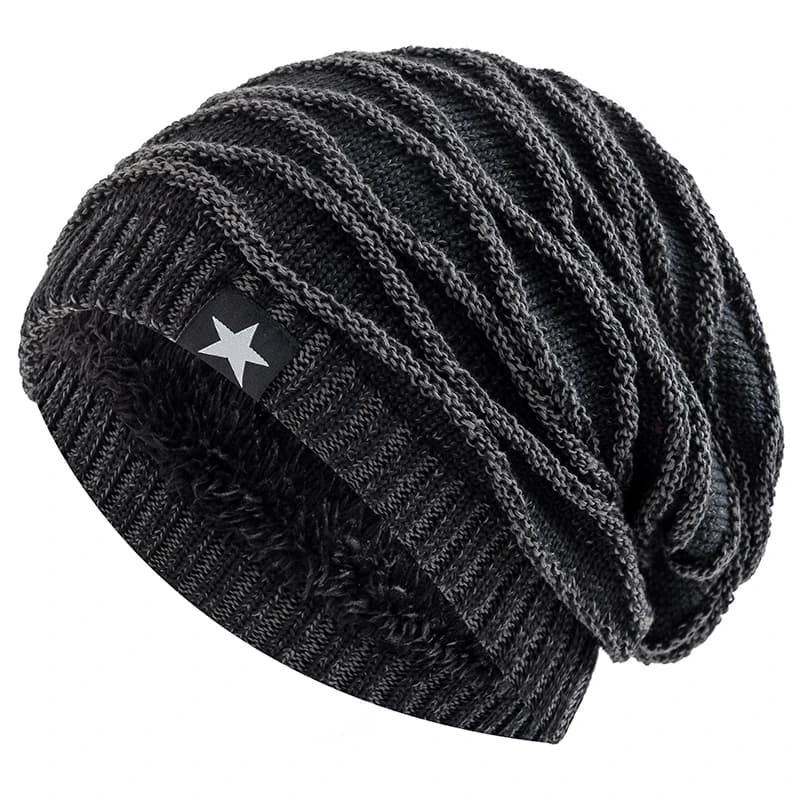 New Unisex Winter Hats Soft With Fur Lining, Hot Beret for Men and Women, Five-point Stella Casual Decoration, Knit 2029