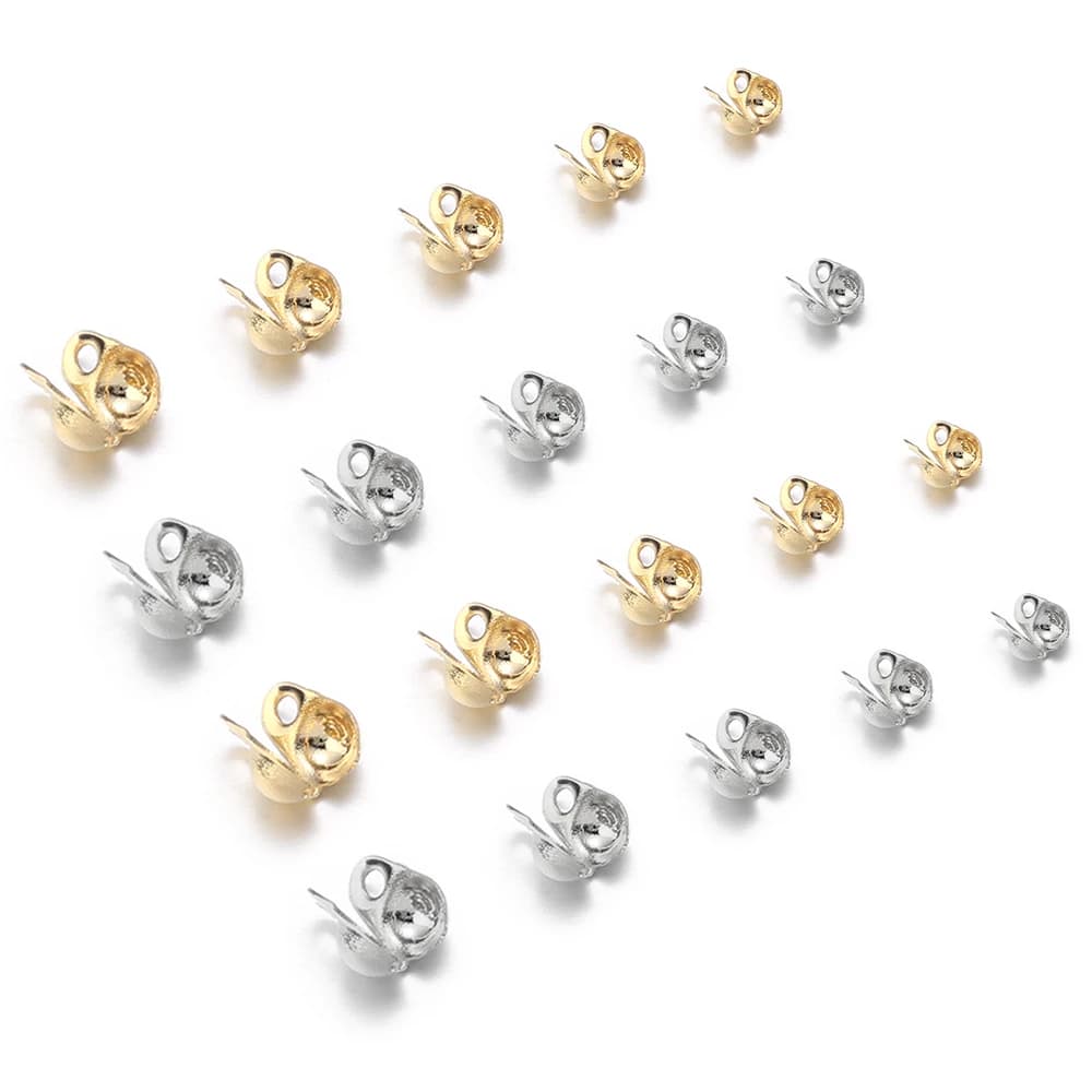 50 pcs Stainless Steel Chain Crimp End Beads Connector Clasp Buckle for Jewelry Make by You Create Bracelets Necklace Supplies