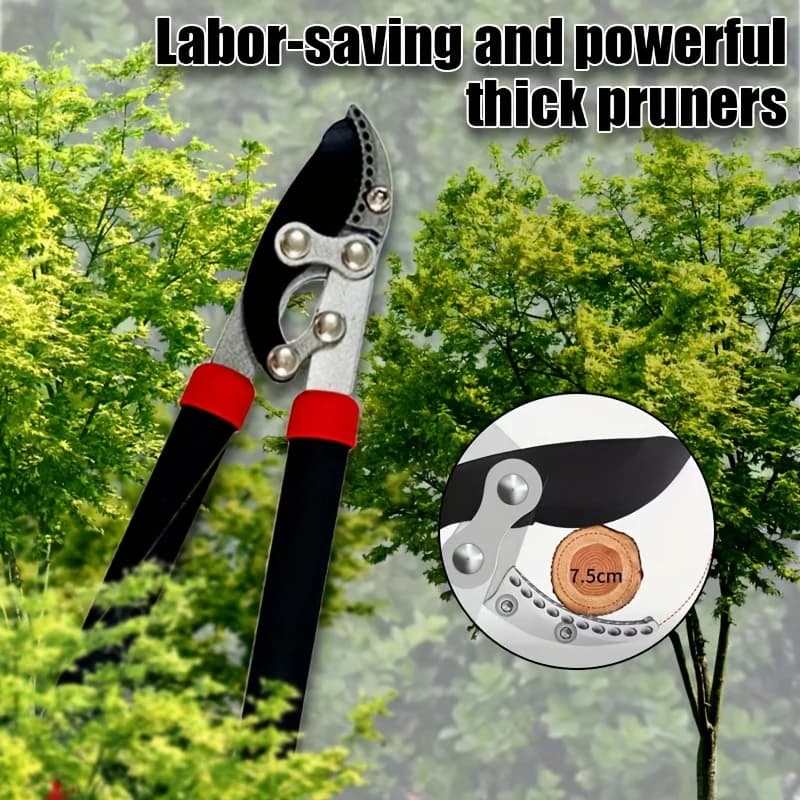 1 piece durable SK5 steel garden pruning shears with ergonomic long handle, stainless steel sharp blade