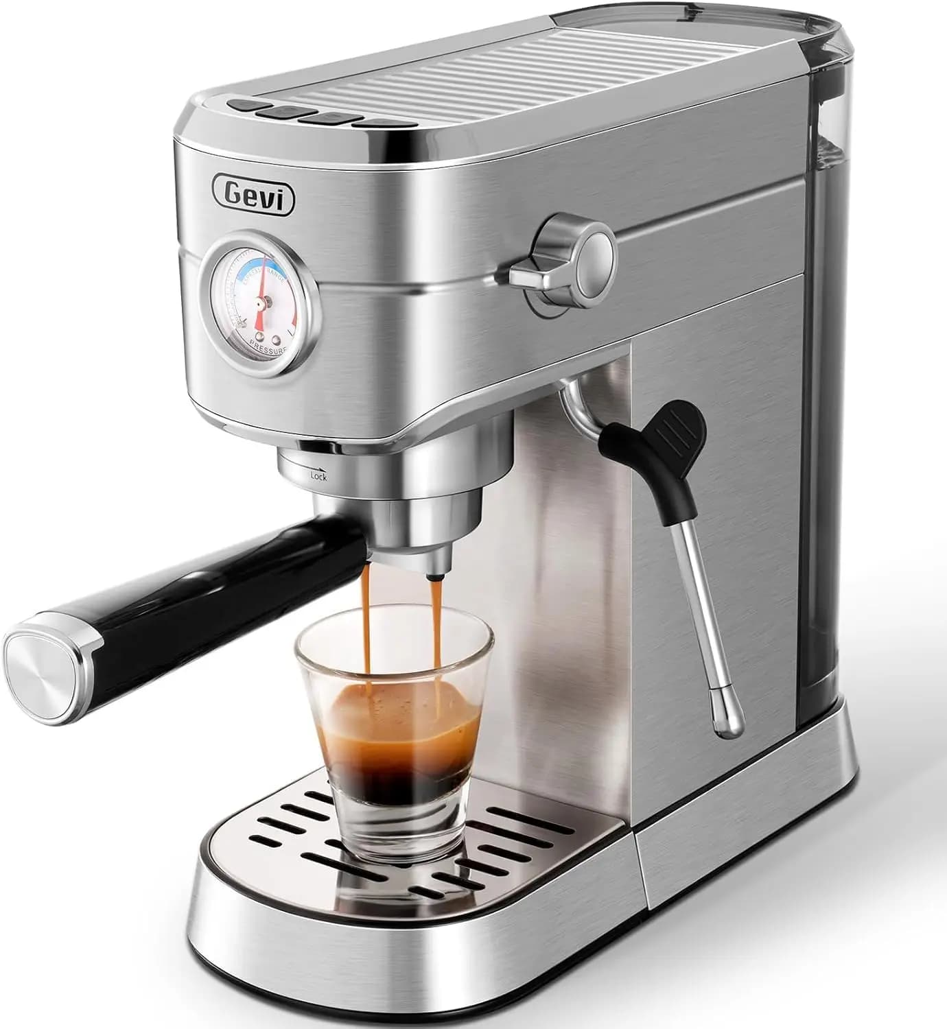 Macchina per Espresso Professionale 20 Bar con Montalatte, Compatta in Acciaio Inox per Cappuccino, per Uso Domestico