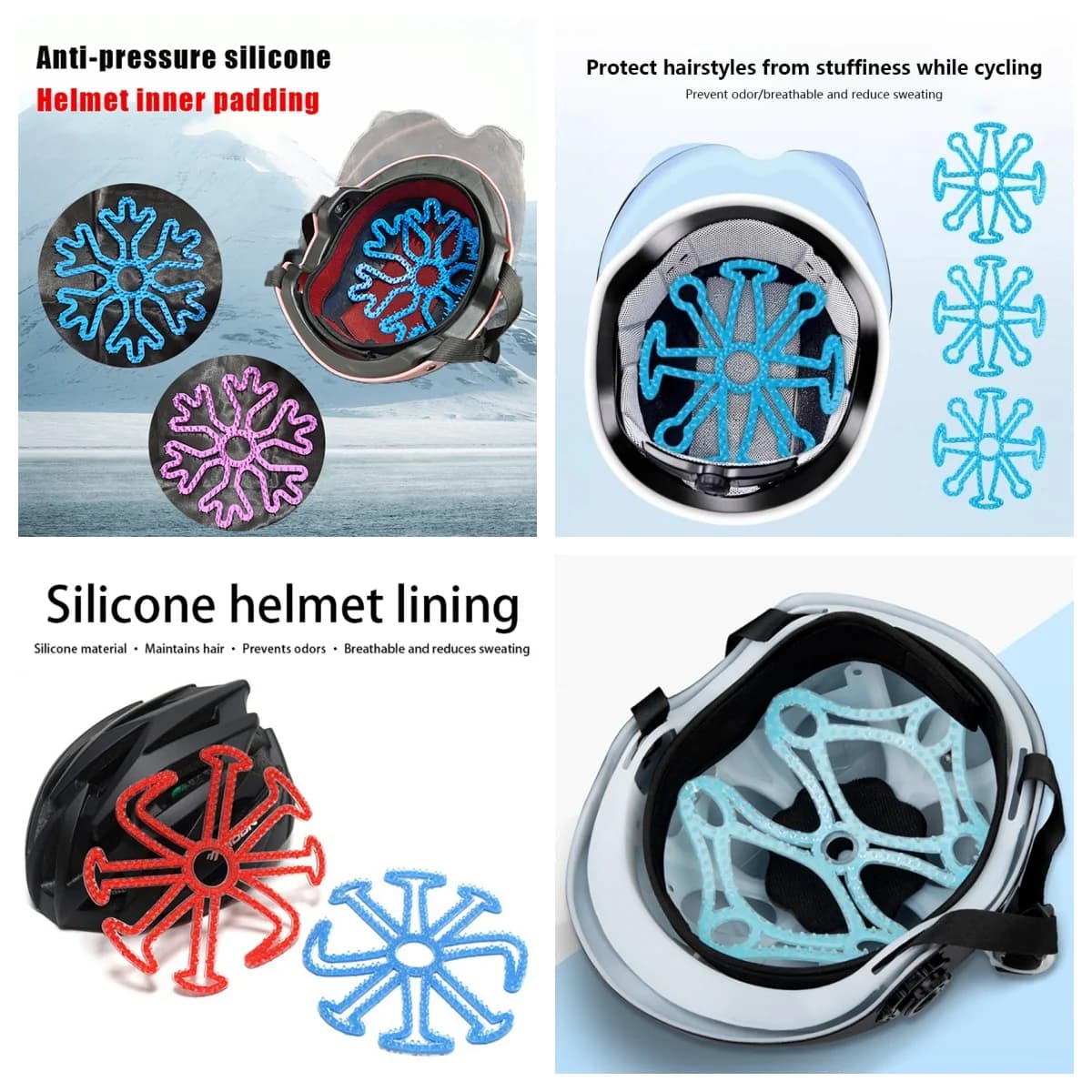 perF, Internal padding Flexible Silicone Anti-deformation for Helmet, Ventilated Supplies for Motorcycle and Bicycle Helmets, Helmet Accessories