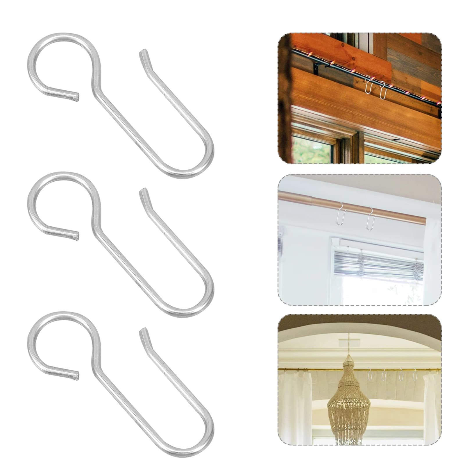 60 Parts Hooks for Curtains, Hanging Hooks, Shower Curtain Hooks, Binary Hooks, Drive Hooks, Sliding Hooks, Home Hardware Accessories