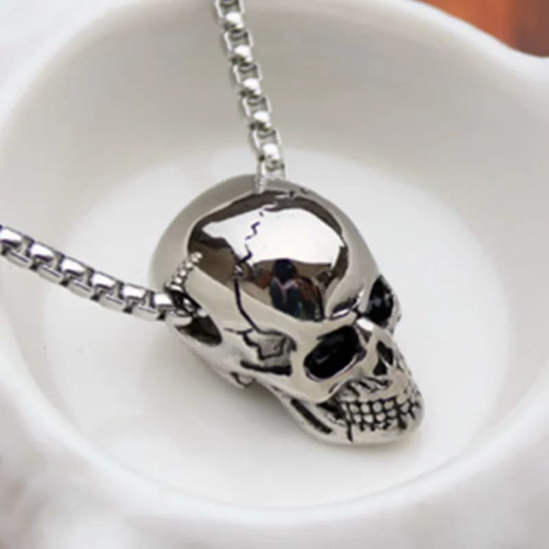 Collana con ciondolo a forma di teschio gotico per uomo, gioielli punk, accessori per Halloween