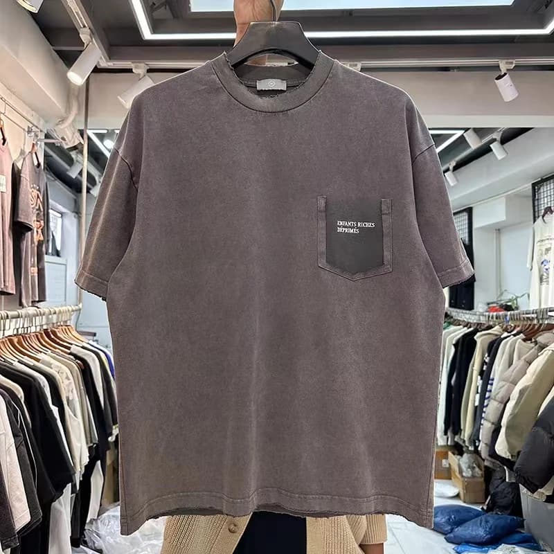 2044ss Estate Uomo T-shirt Donna Unisex Streetwear Tee Retro Casual Cotone T-shirt ricamata Tee Grigio
