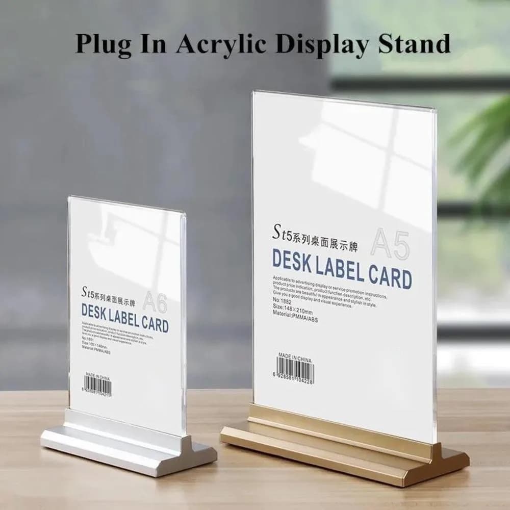 A6 105x148mm T Forma Acrilico Tavolo Segno Cartellino del prezzo Etichetta Display Menu Carta Promozione Supporto per carta