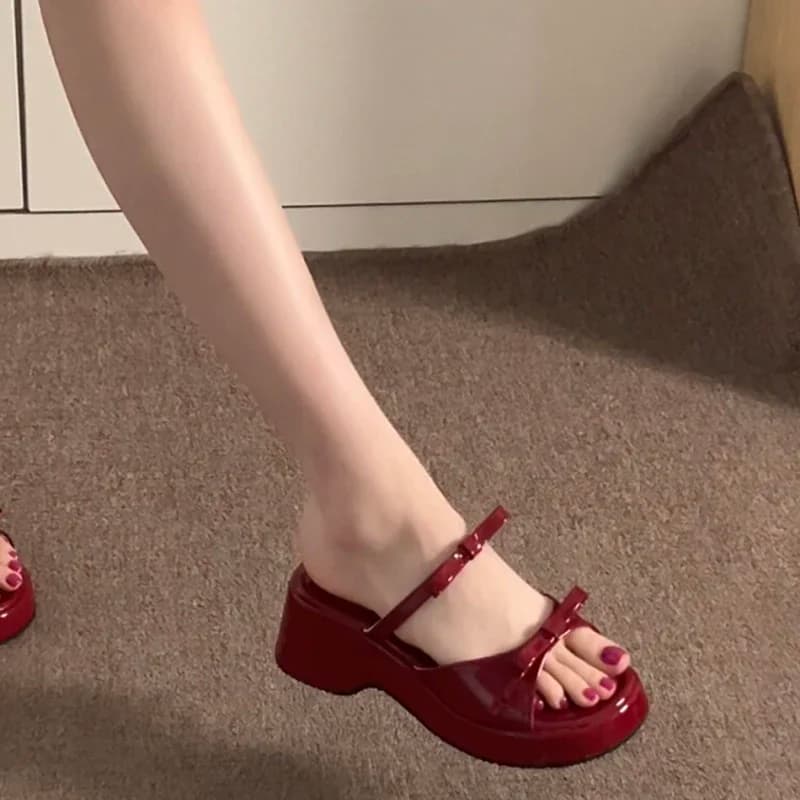 Women's Summer Slippers with Open Tip Fashion Platform Wedges Shoes with Heel Beach Dress Women's Slides