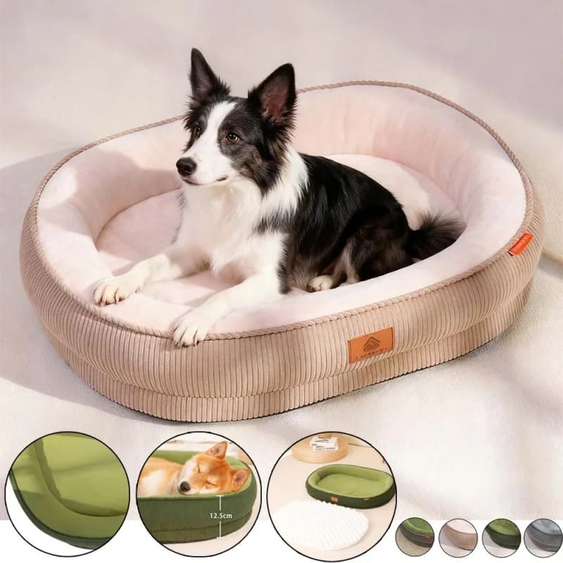 Letto per Cani in Velluto a Coste, Tappetino Rimovibile e Lavabile, Cuscino Invernale Ispessito e Caldo, Morbido Peluche Antiscivolo, Divano per Animali Domestici, Accessori per Cani