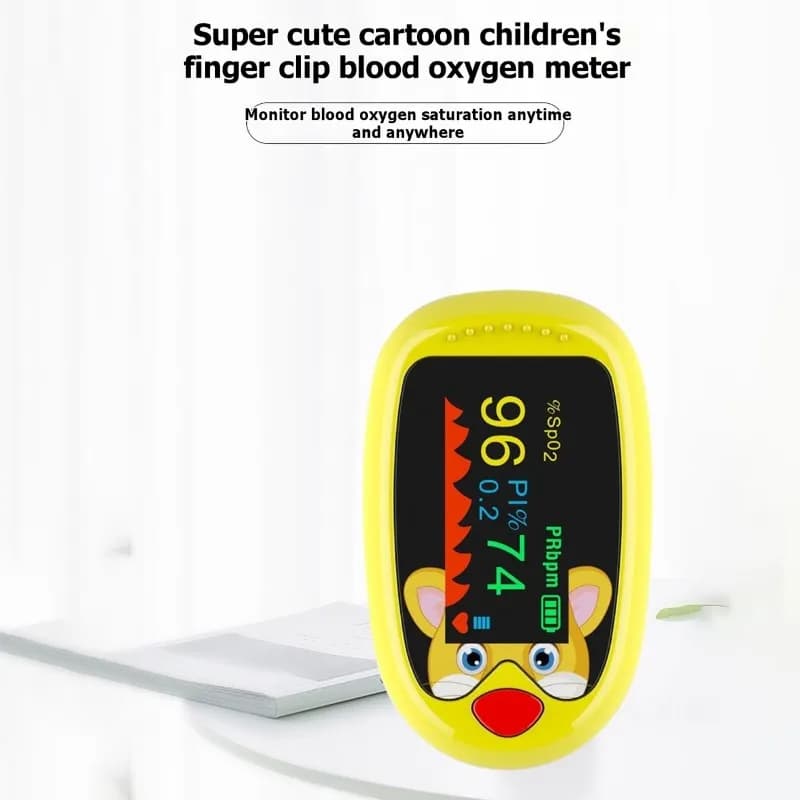 USB AB33 A1TFT rechargeable finger oximeter for children - Animated cartoon tiger design