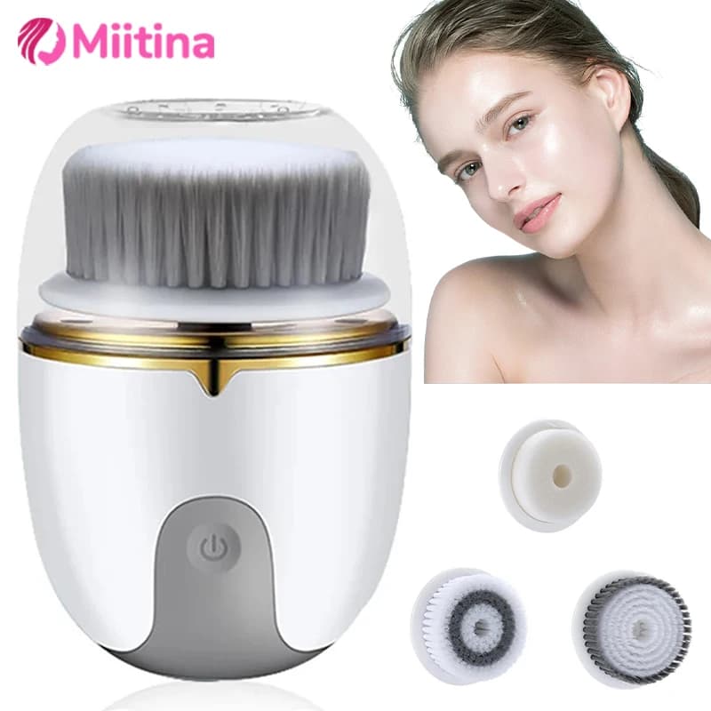Dispositivo elettrico per spazzole per la pulizia del viso 3 in 1 Silicone Pulizia profonda Esfoliante Detergente Vibrazione Massaggiatore Bellezza esfoliante