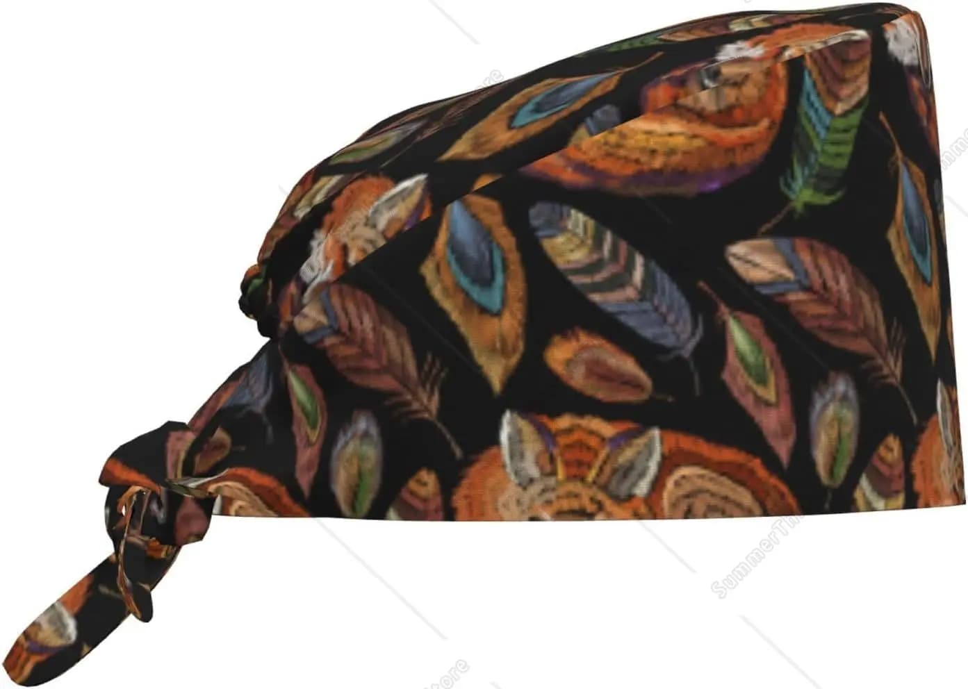Women's Scrub caps - Adjustable soft and comfortable work cap with tribal fox feathers for men