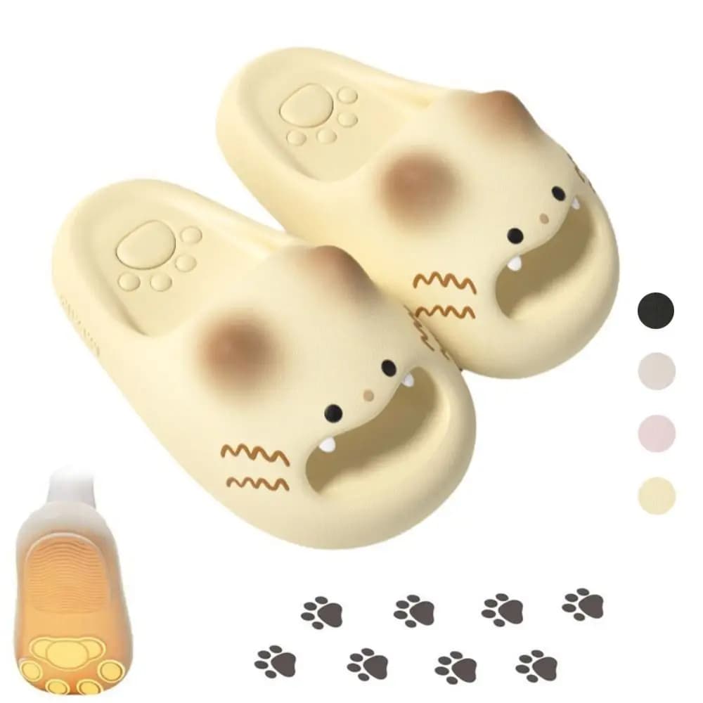 New Waterproof Cat Slippers Anti Slip Bottom Cat Paw Kitty Mules Soft Bottom Closed Toe Ladies Slippers Outdoor Indoor