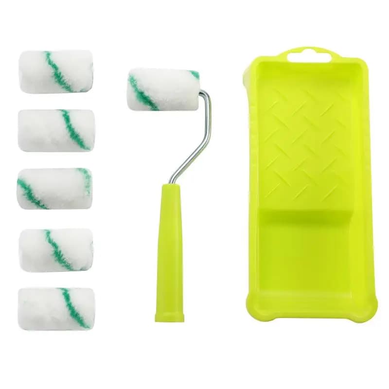 8Pcs 2Inch Smooth Finish Paint Roller Tray Lint-Free Mini Painting Walls High-Density Fabric Paint Rollers Set Accessories Gift
