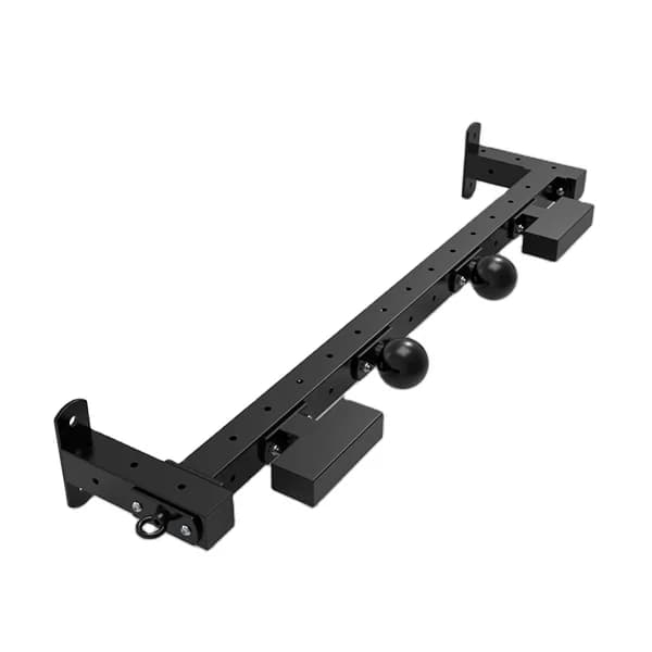 Wall beam bar for heavy duty, for mounting on door, with welded structure and anti-slip ball handle
