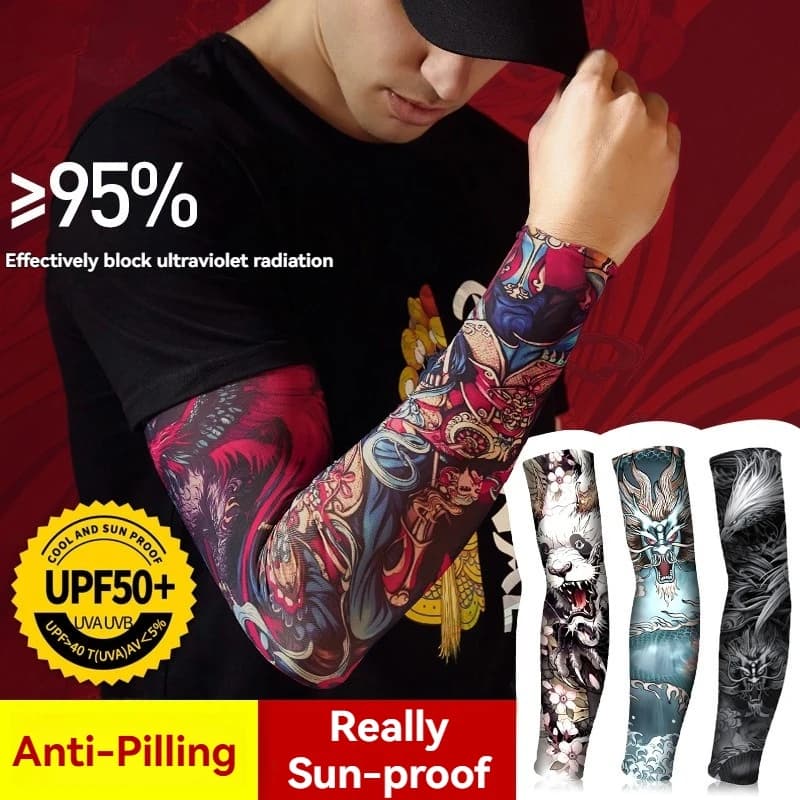 Manicotti per tatuaggi estivi Seta di ghiaccio Golf Sport Ciclismo a prova di sole Uomo Cool Guida personalizzata Donna Pesca Scaldabraccia elastico