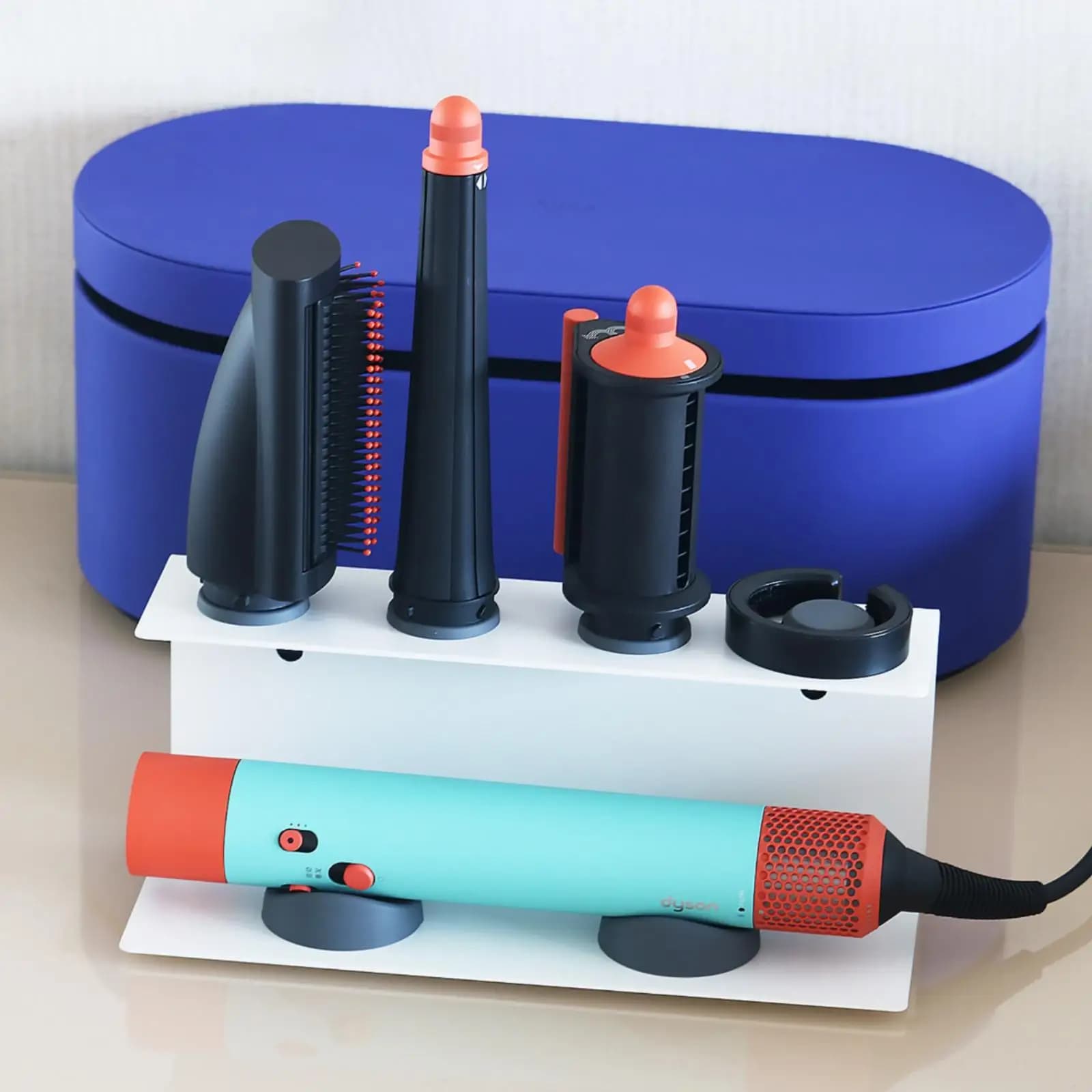 Dual Level Hair Dryer Stand Iron Attachment Organizer for Professional Hair Styling Tools and Accessories