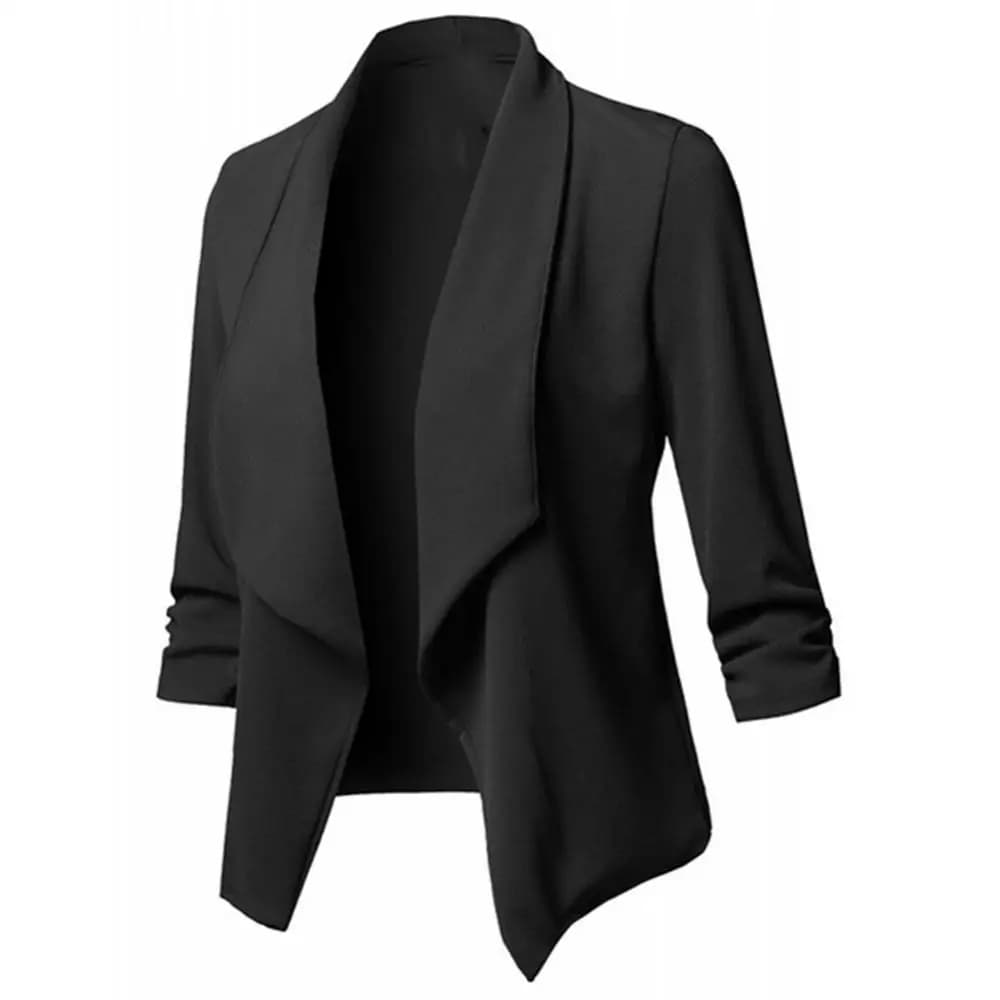Giacca Plus da donna tinta unita slim fit temperamento cappotto da donna manica lunga tinta unita colletto abito giacca corta