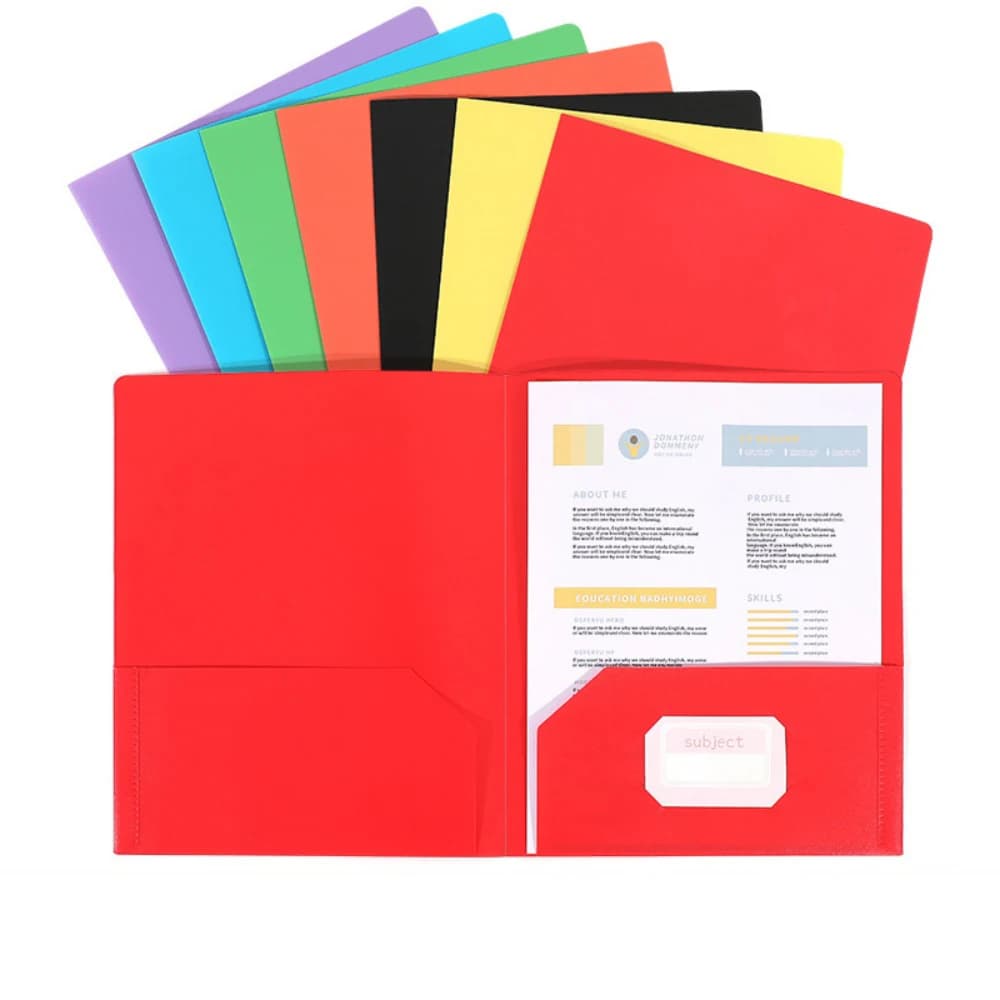 Nuove Cartelle in Plastica a Due Tasche con Scomparti per Documenti, Riutilizzabili, per Ufficio e Uso Aziendale