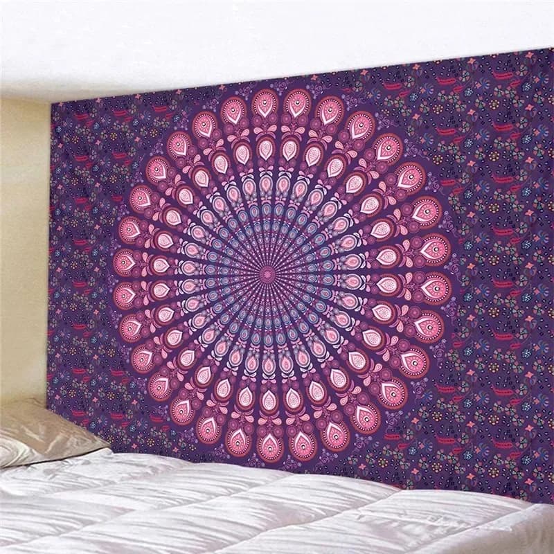 Square carpet with mandala, wall hanging carpet, yoga mat, suitable for home and bedroom decoration