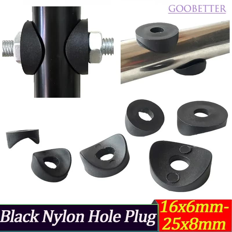 Cappucci per fori in nylon nero, copertura sigillante impermeabile antipolvere, dimensioni 16 mm-25 mm per protezione passacavo per mobili con bulloni per tubi