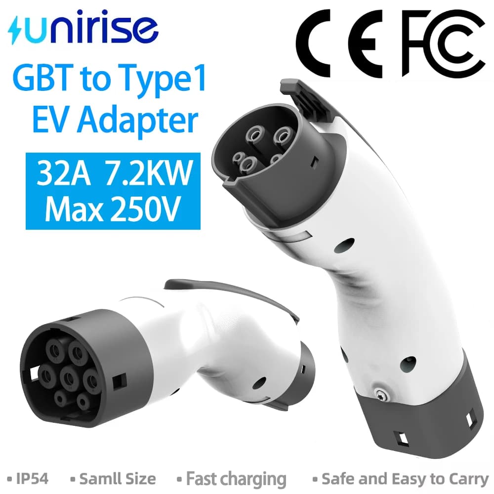 Unirise GBT to Type1 EV Adapter Connector 32A 7kW 250V AC Charger Converter For GB/T Charging Gun to J1772 Car Charging Adaptor