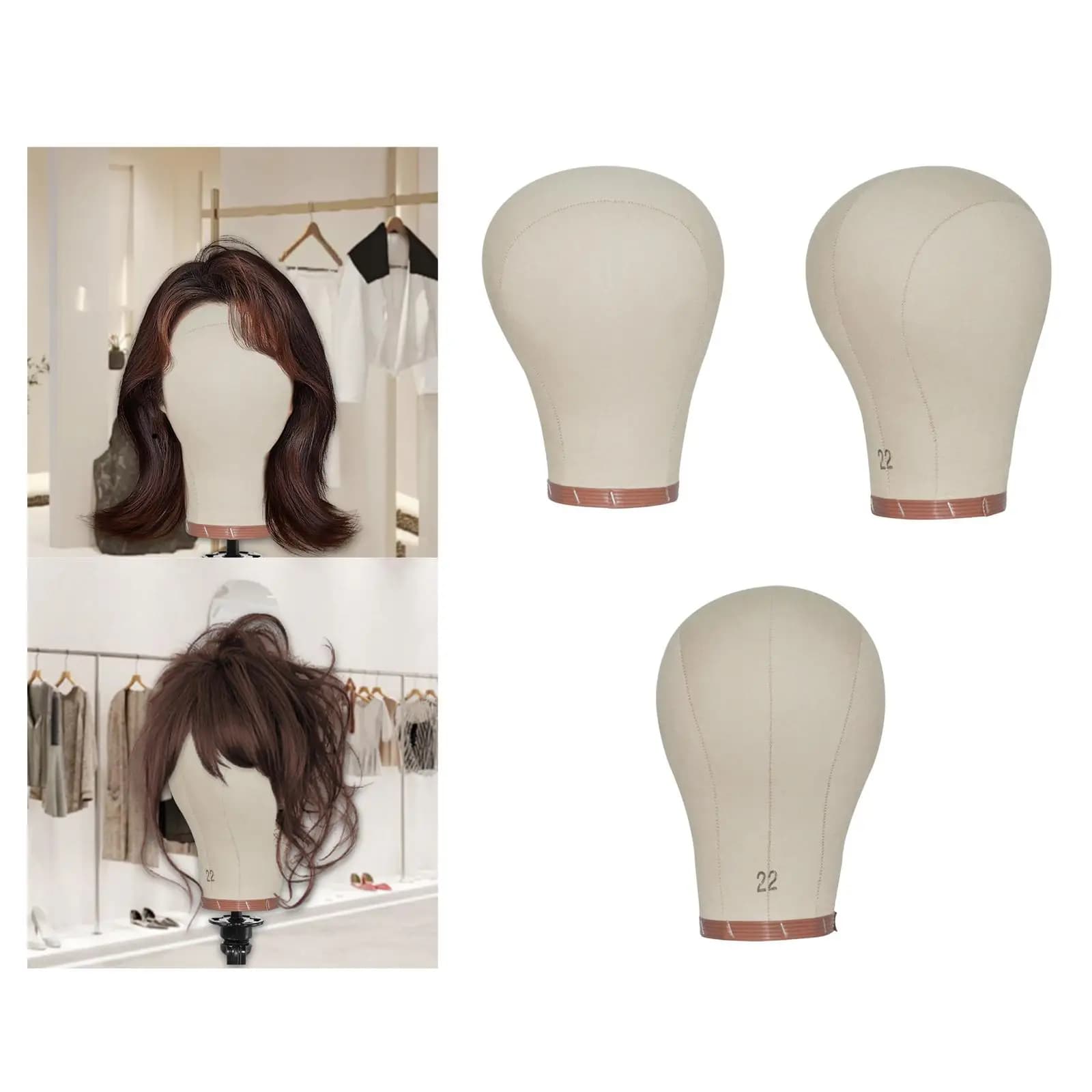 Espositore per parrucca manichino in tela con testa di manichino professionale multifunzionale con fori di montaggio per realizzare parrucche, cuffie