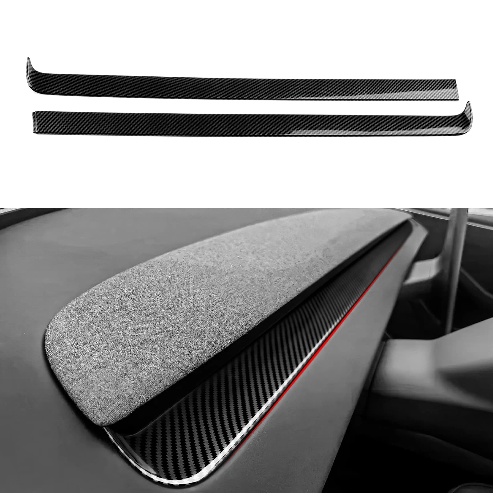 Per Tesla Model 3 Highland Model Y Juniper (2024-2028) Set di finiture, strisce decorative per console centrale auto, adesivi ABS in fibra di carbonio