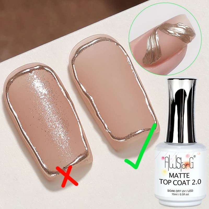 AWStorG 15ml Matt Top Coat 2.0 Polvere antiaderente Smalto per unghie Smalto semipermanente Soak Off Gel Smalto per unghie Manicure Art