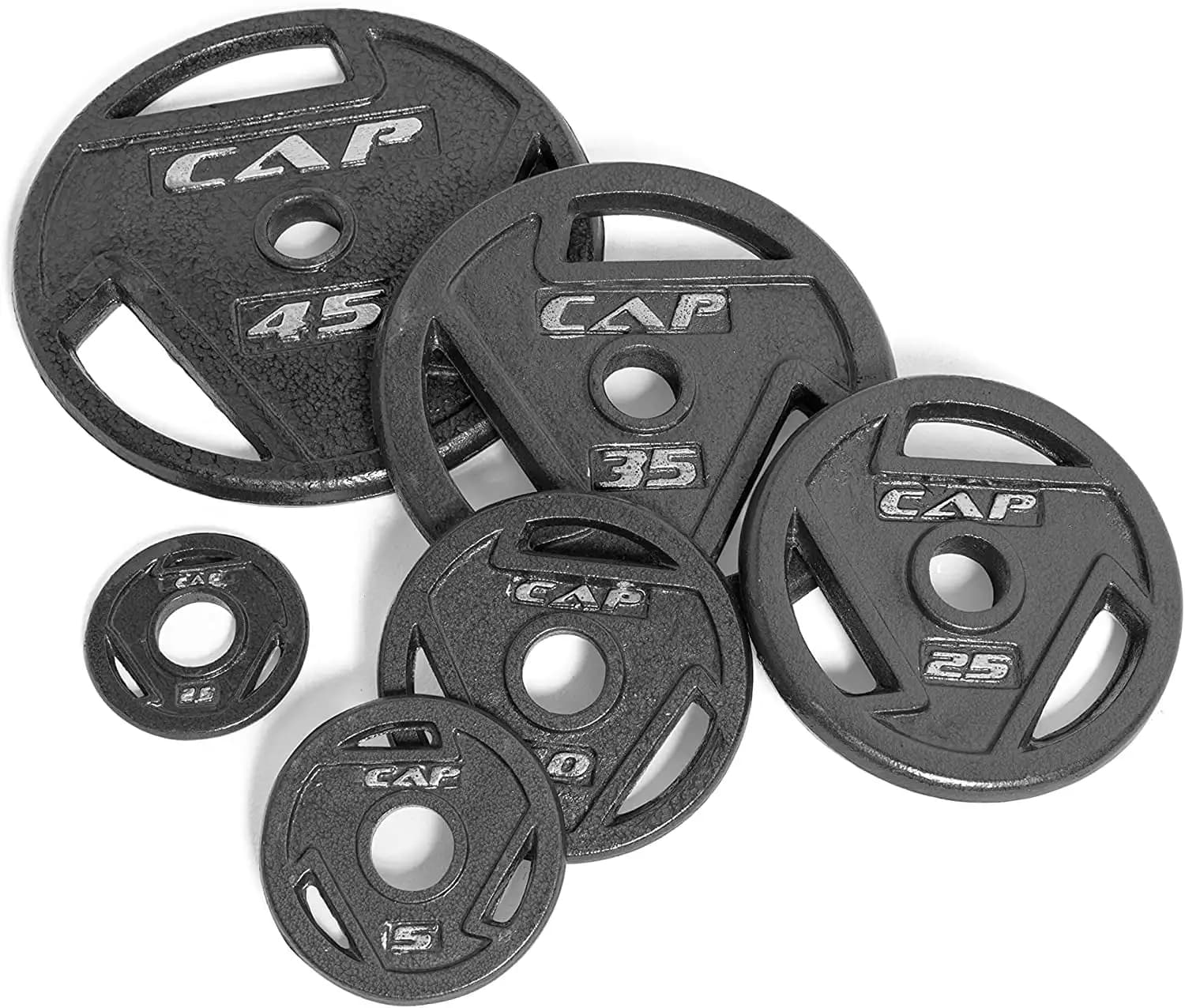 Set piastre con impugnatura nera con bilanciere, 5 libbre x 2, realizzato in ghisa solida.