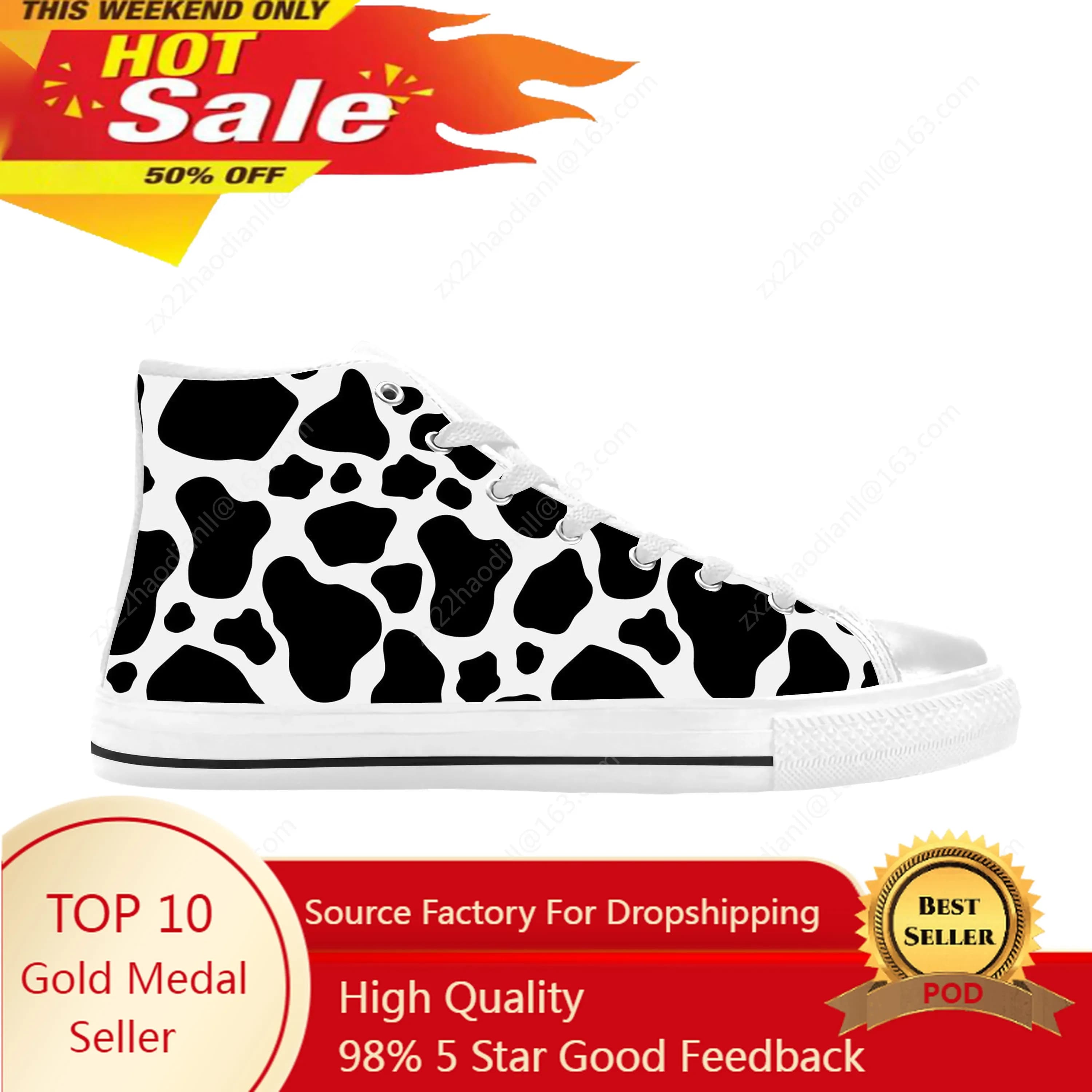 Animal cow print pattern Anime Cartoon Manga casual fabric shoes fresh comfortable and breathable sneakers with 3D print for men and women