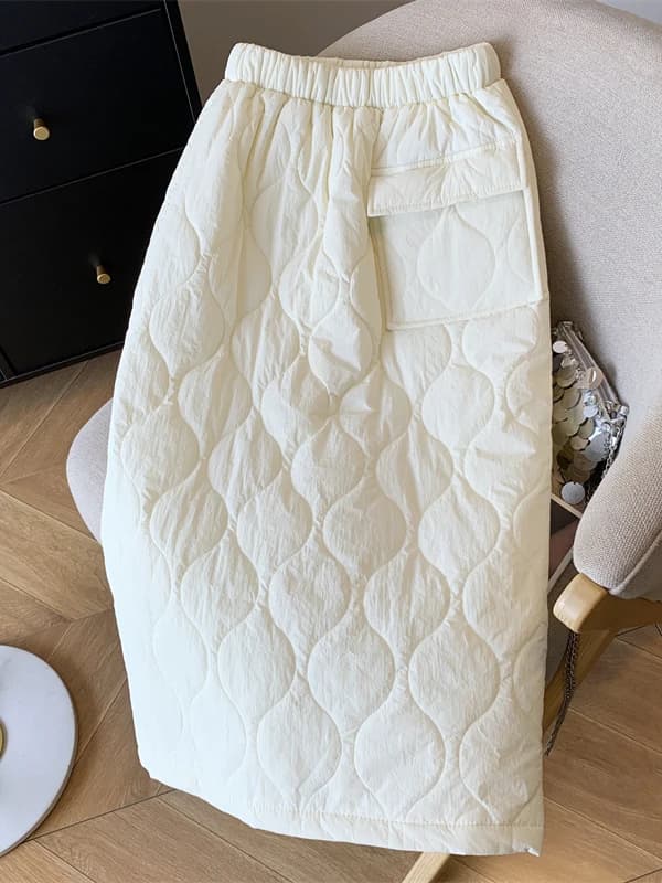 Gonna Midi a Vita Alta in Cotone Spesso e Caldo, Modello A-Line con Spacco Posteriore, Leggings a Gamba Dritta in Fibra di Poliestere, per Uso Quotidiano, Gonna a Forma di H