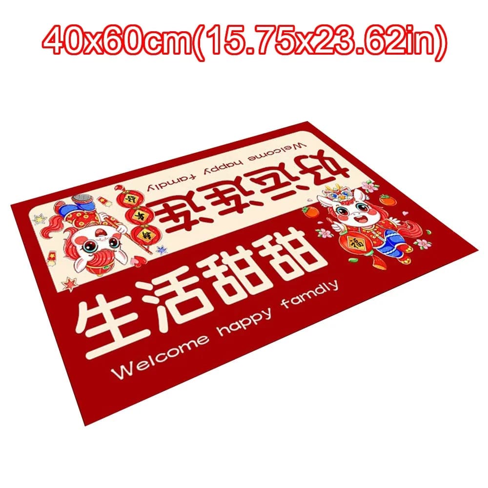 Tappetino per Porta Morbido e Carino per Capodanno, Antiscivolo e Assorbente, 40*60cm, Decorazioni per la Casa