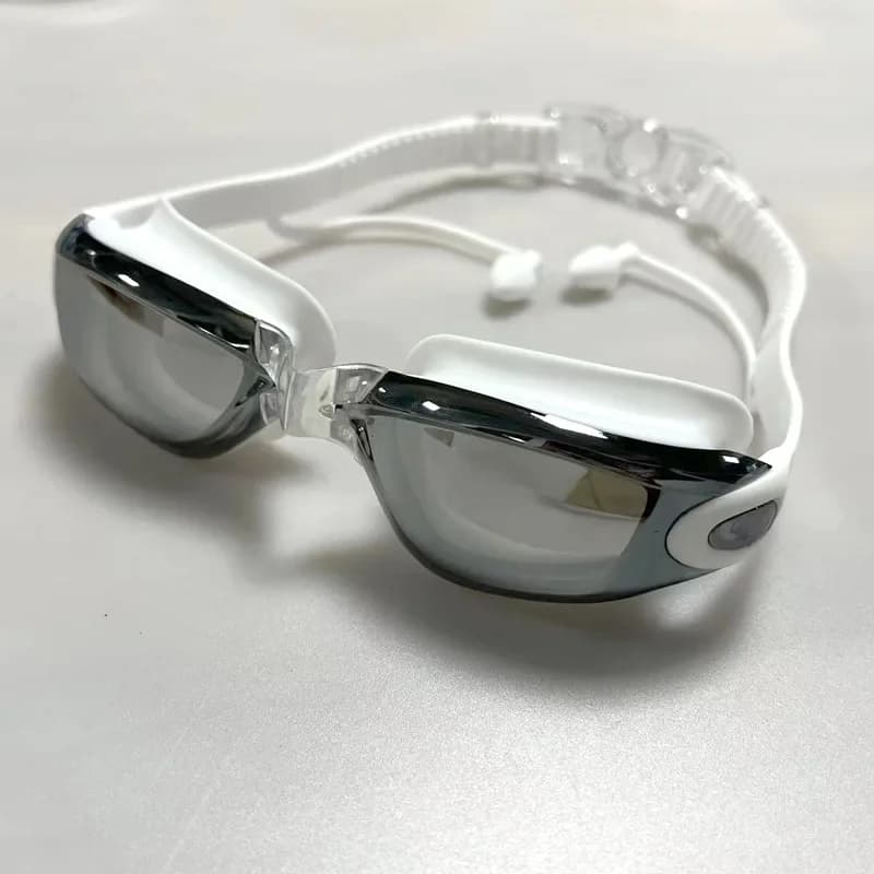 Occhialini da nuoto per miopia con lenti graduate, elettroplaccati, impermeabili e antiappannamento, in silicone ad alta definizione per adulti