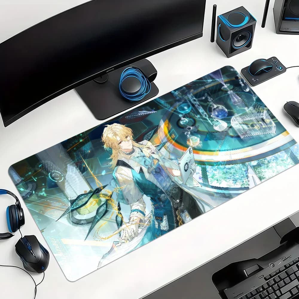 Tappetino per mouse Luuk Herssen Wuthering Waves Wuwa, antiscivolo, con bordi rinforzati, spesso, grande, confortevole, per gaming, ufficio, studenti
