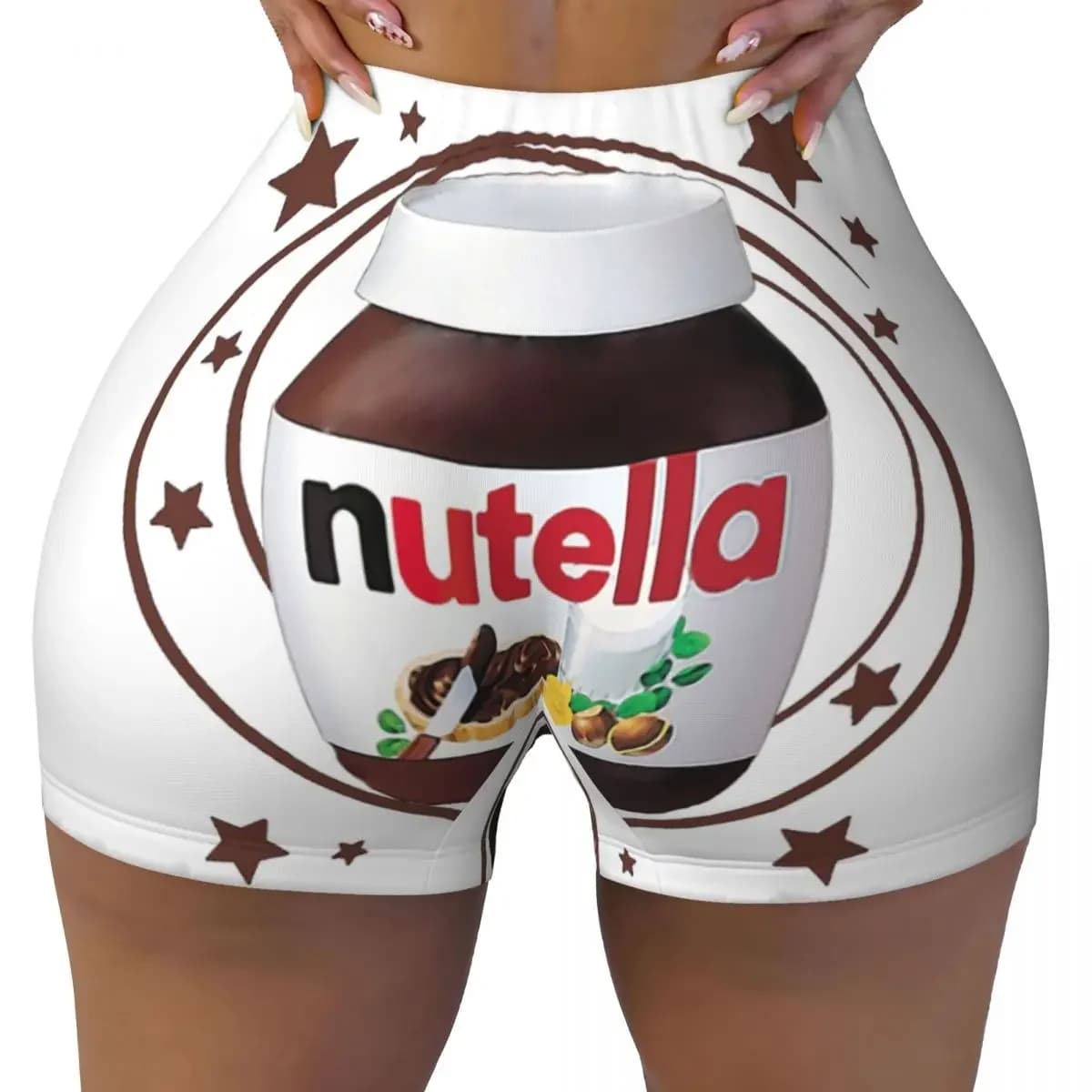 Personalized Gym Biker Shorts Nutella Swirls Training Yoga Shorts for Women