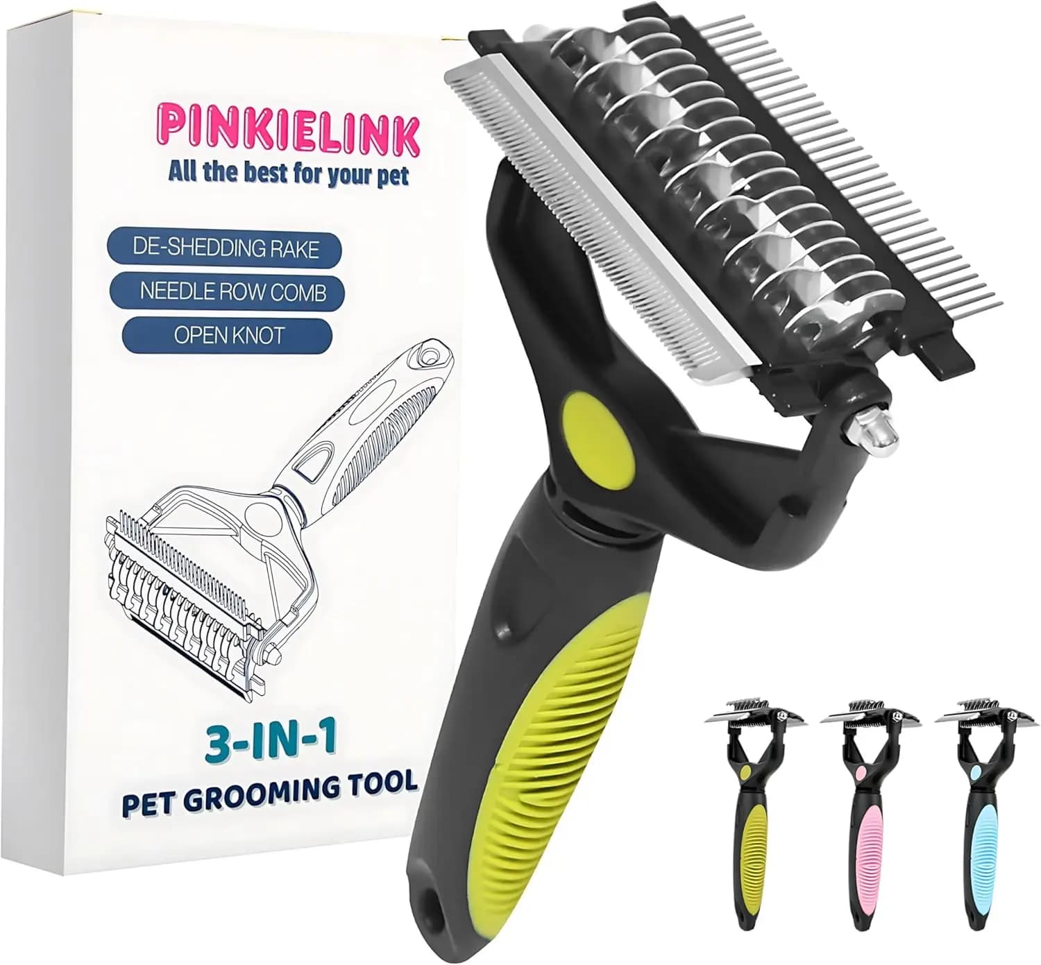 Strumento 3-in-1 per la Toelettatura degli Animali Domestici: Rastrello per Sottopelo, Pettine Sciogli Nodi e Spazzola per la Rimozione del Pelo Morto per Cani e Gatti - Rimuove Nodi, Grovigli e Pelo Sgusciato
