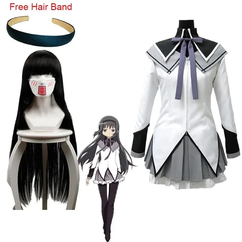 NewAkemi Homura Cosplay Puella Magi Madoka Magic skirts and wigs Women's socks Hair accessories NV61002025