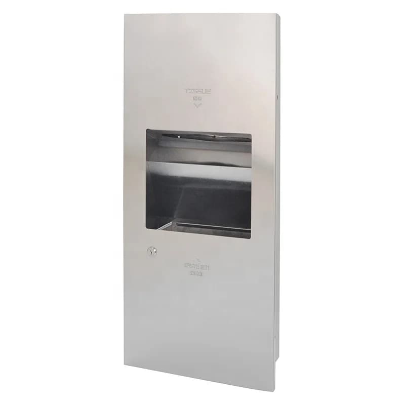 Dispenser/pattumiera commerciale per fazzoletti da bagno da incasso due in uno in acciaio inossidabile 304