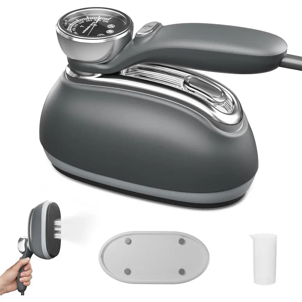 Ferro da Stiro a Vapore Portatile 2 in 1, 1200W, Display Termometro a 3 Livelli, Ferro da Viaggio, 180 ° Ha portatile e girevole