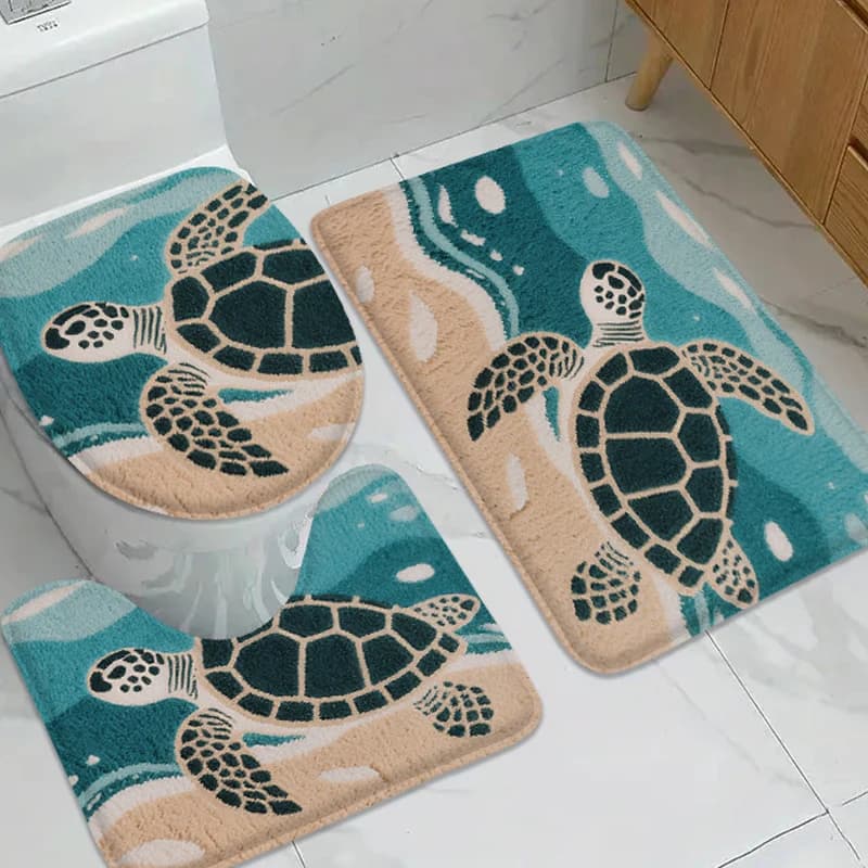 Set tappetino per acqua di mare sfumata blu verde, tappetino antiscivolo per bagno, tappeto piccolo per doccia, tappetino per sedile WC, zerbino