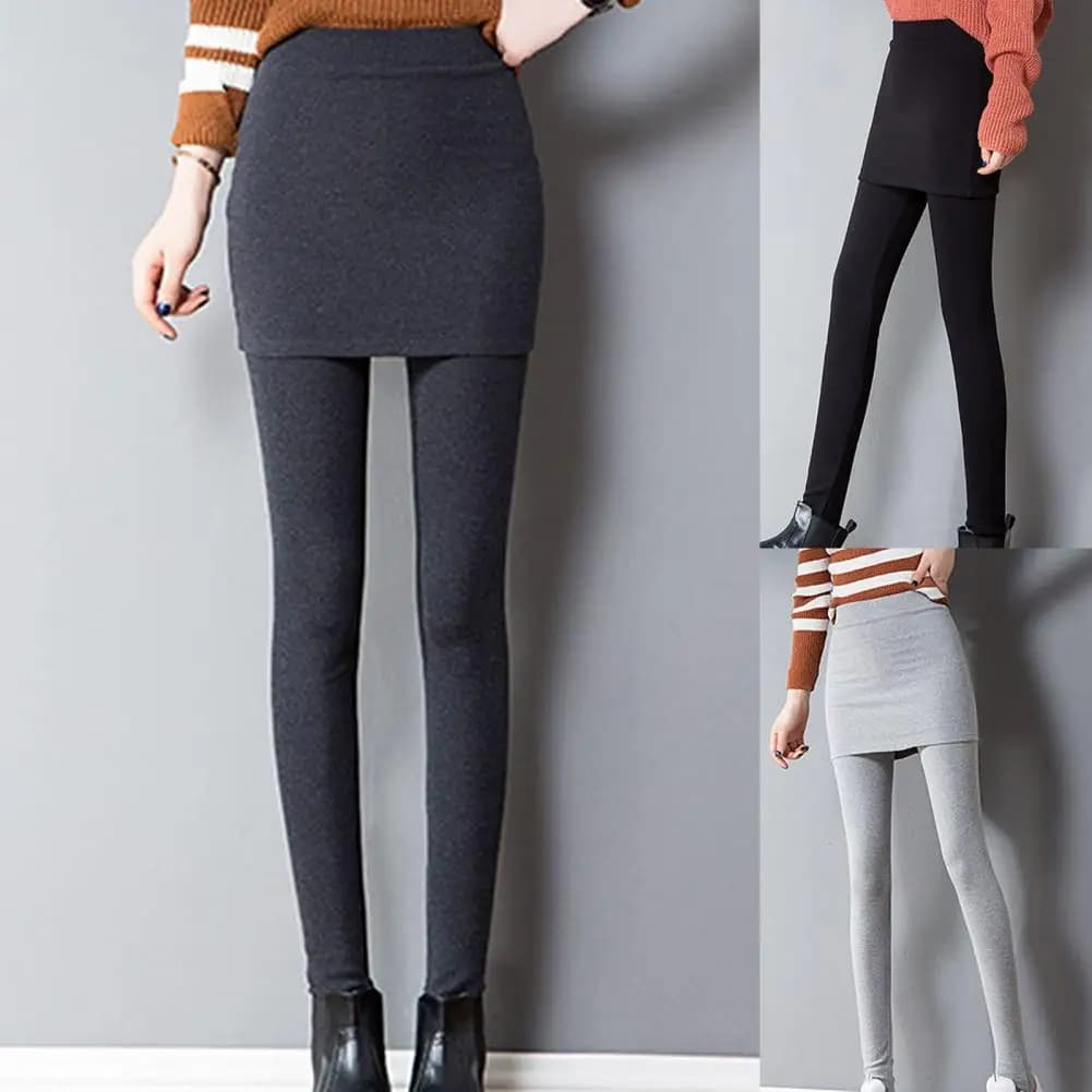 Pantaloni semplici Bottoms Leggings con gonna in puro colore tinta unita con gonna pantaloni da donna per i viaggi