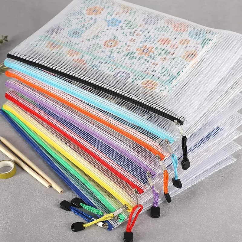 5~20 pezzi A4/A5 Buste a rete con cerniera, Borse porta documenti, Borse porta penne, Borse portaoggetti, Cartelle impermeabili con cerniera, Forniture per scuola e ufficio TMZ